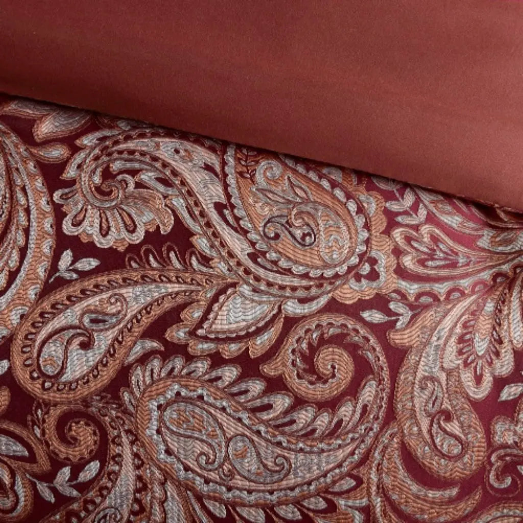 Queen size paisley comforter set transforming bedroom with complete 12-piece coordinated bedding collection