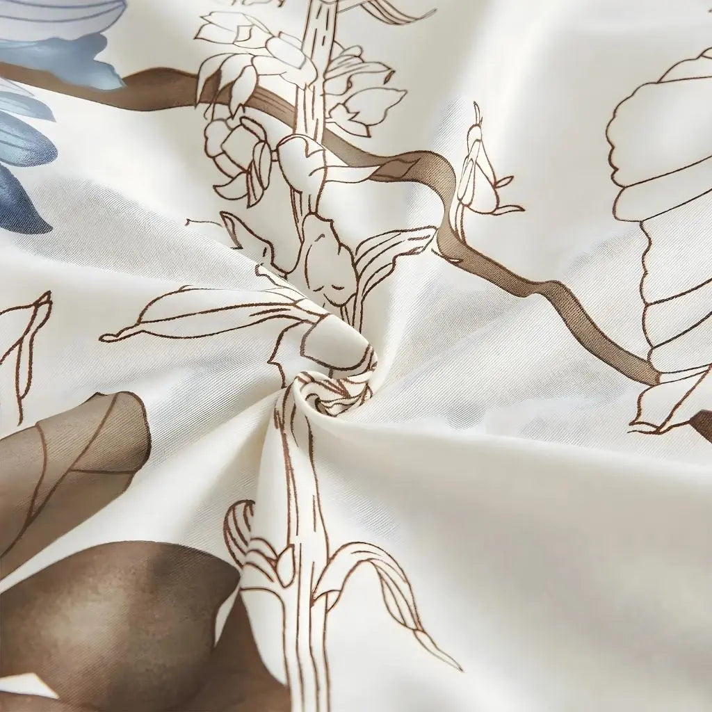 Botanical duvet cover set with oversized floral design in soft microfiber for serene bedroom comfort