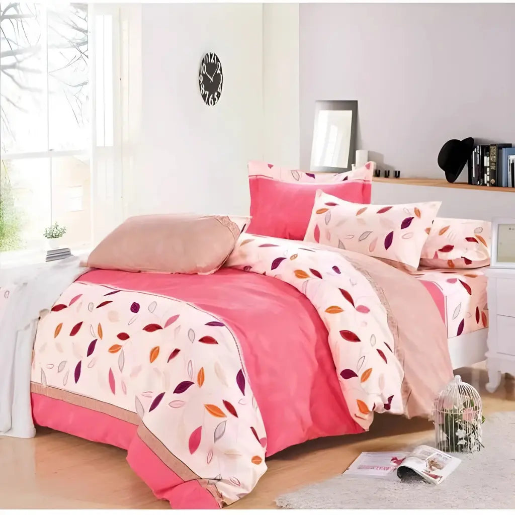 Acetate fiber duvet cover set styled in bedroom showing practical comfort for daily year-round use