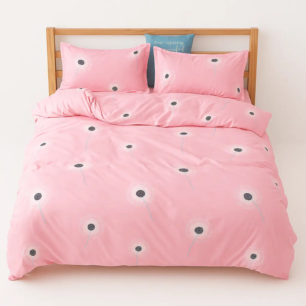 Close-up of smooth acetate fiber duvet cover showing soft durable texture and easy-care fabric finish