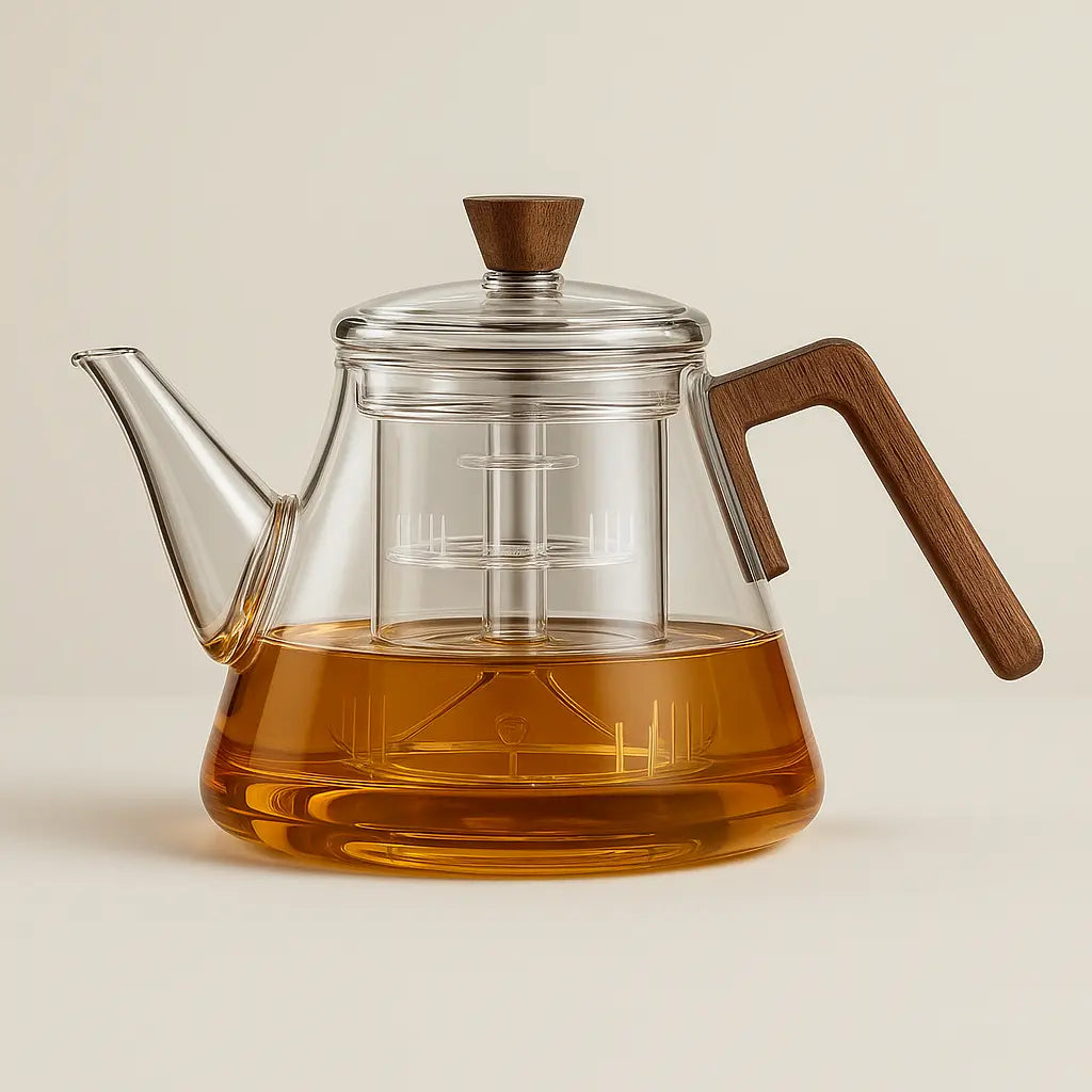 Aetheris borosilicate glass teapot with infuser - 900ml stovetop-safe loose leaf tea brewing kettle
