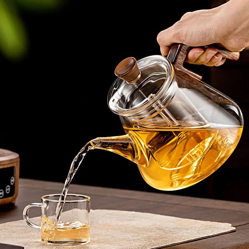 Borosilicate glass teapot with removable infuser - Aetheris stovetop-safe loose leaf tea brewing pot