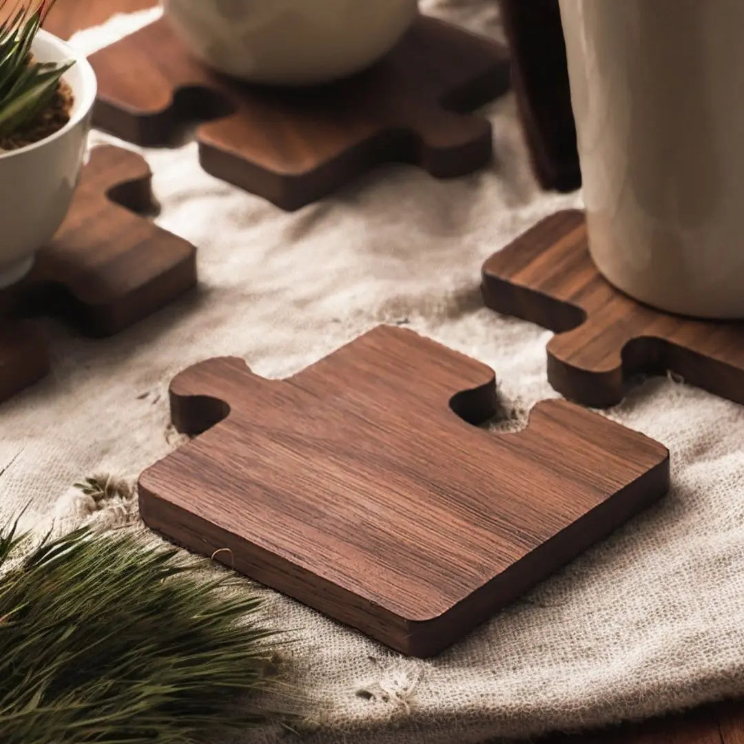 Alderon Walnut Puzzle Cup Coasters Inovessa