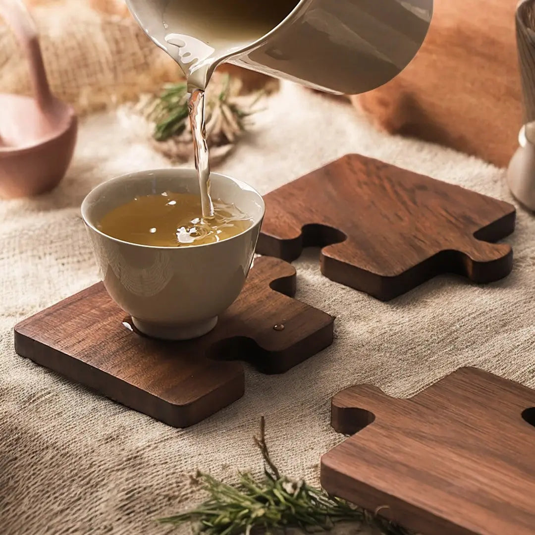 Alderon Walnut Puzzle Cup Coasters Inovessa