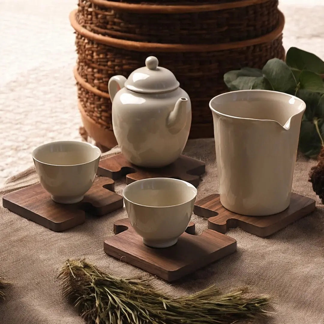 Alderon Walnut Puzzle Cup Coasters Inovessa