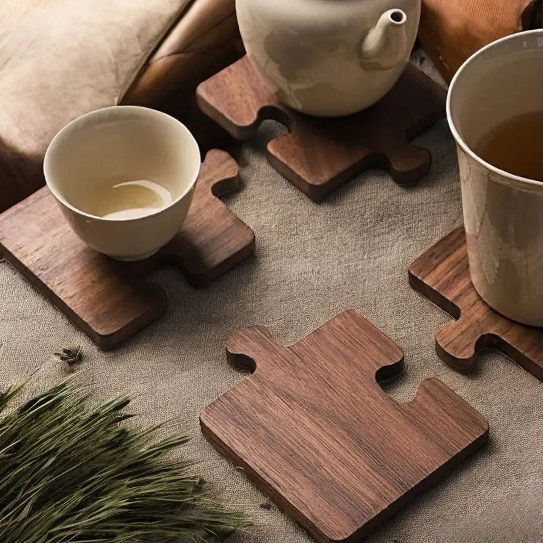 Alderon Walnut Puzzle Cup Coasters Inovessa