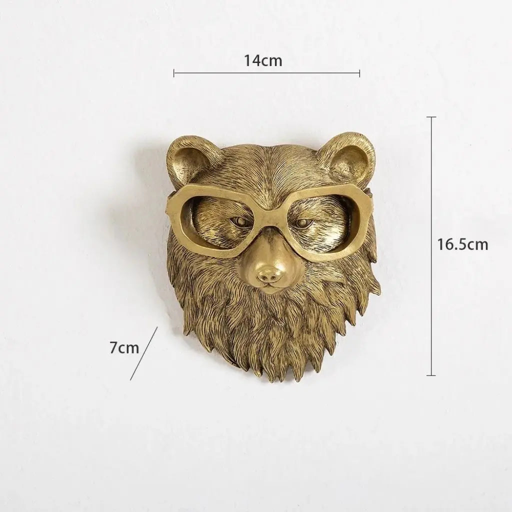 resin animal heads, bronze finish decor, wall accent pieces