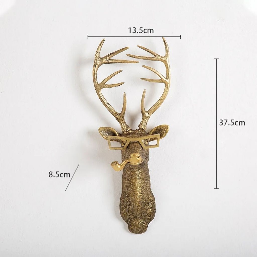Modern bronze animal wall mount with glasses - unique resin wall decor accent piece for hom