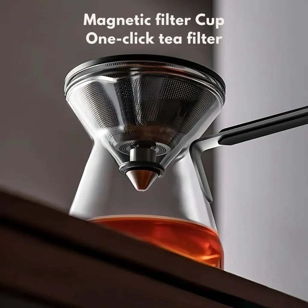 Heat-resistant glass teapot with ergonomic handle