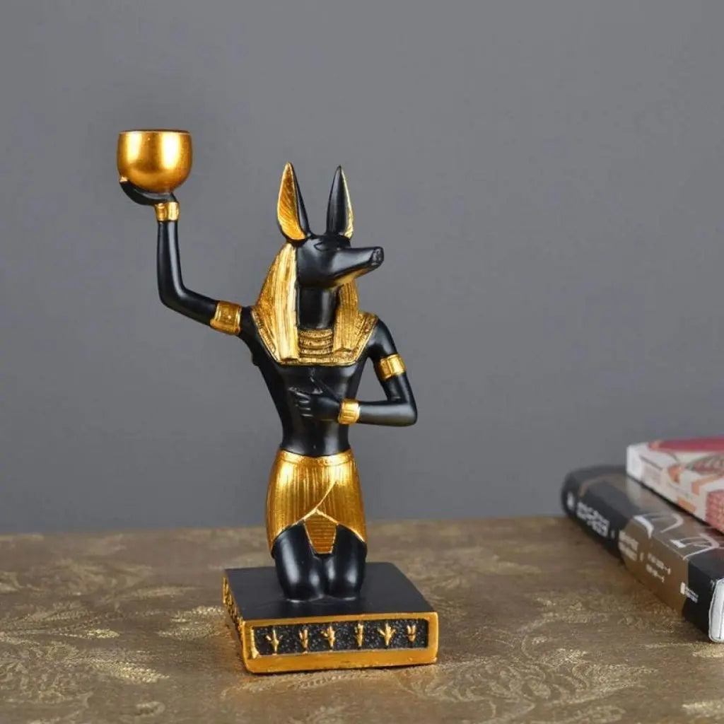Premium Anubis votive candle holder, collectible egyptian decor statue for themed interior displays