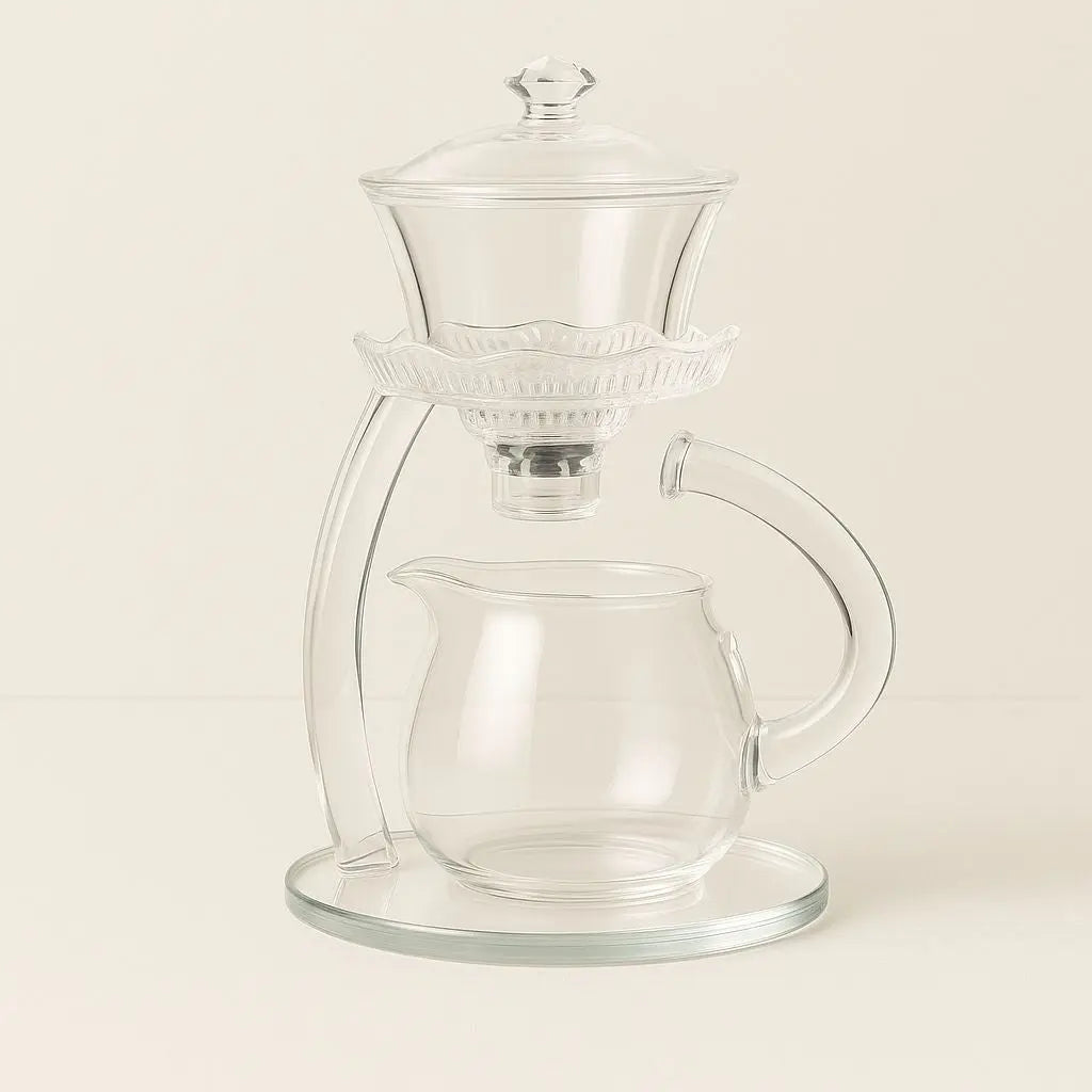 Complete lotus glass tea infuser set for tea enthusiasts, combining style and functionality in one piece