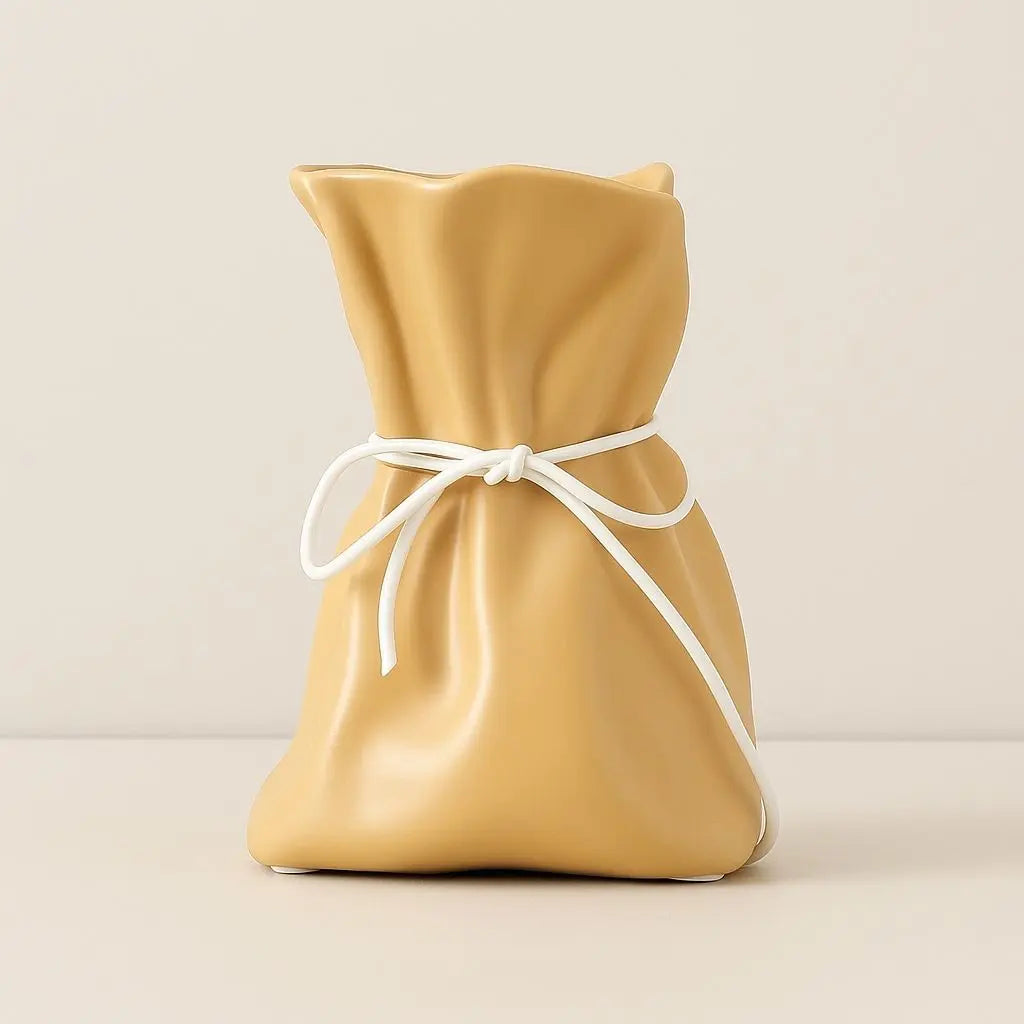 Handmade ceramic decorative vase featuring unique rope detail perfect for table centerpiece display