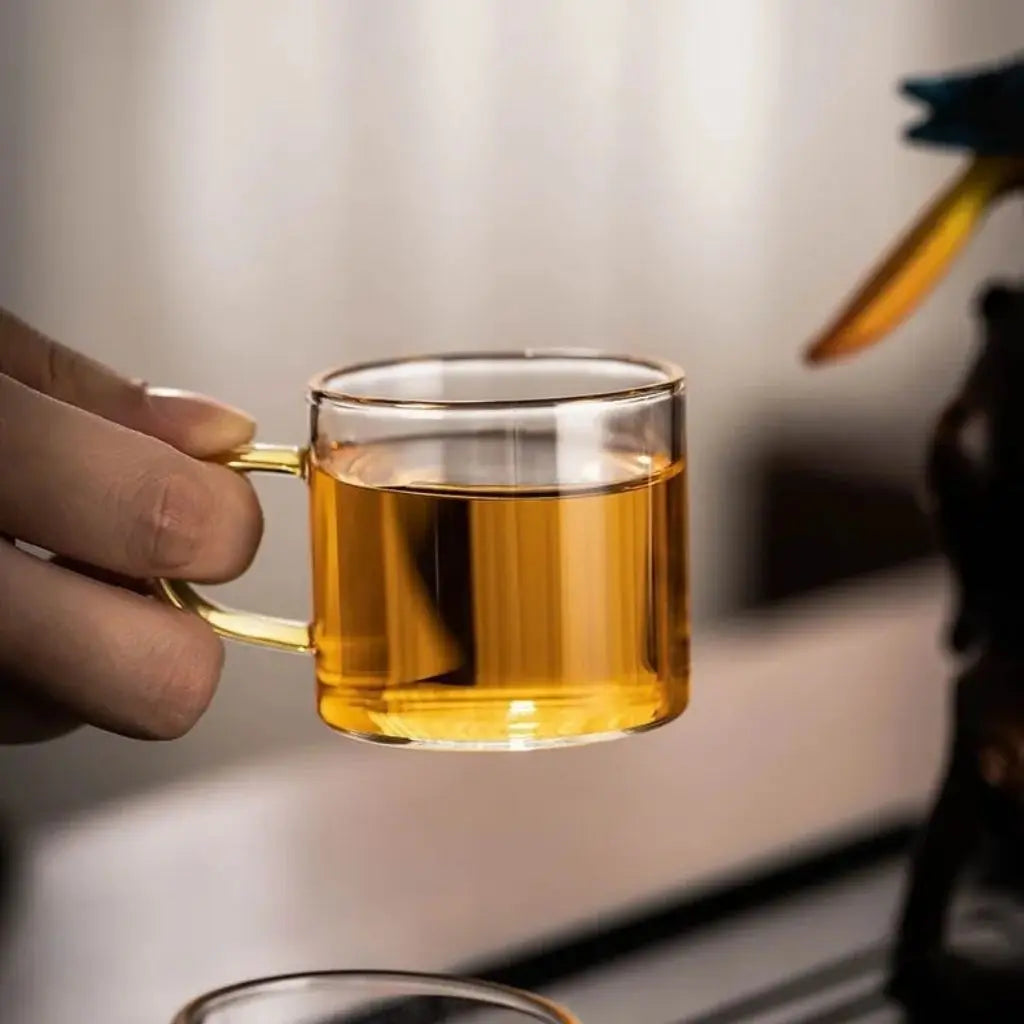 Avian Parrot Handcrafted Glass Tea Set with Tray Inovessa