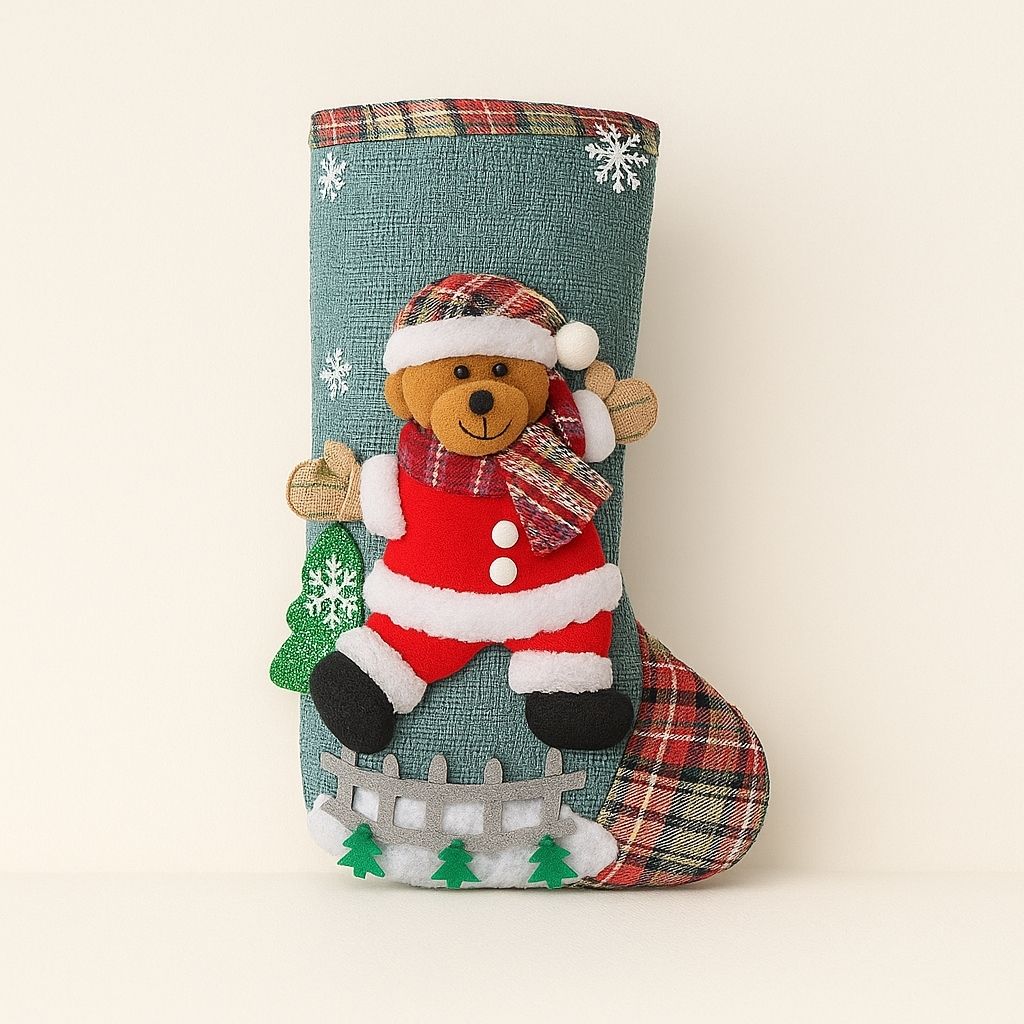 Festive gift holder with dimensional Jordan appliqué and linen style weave