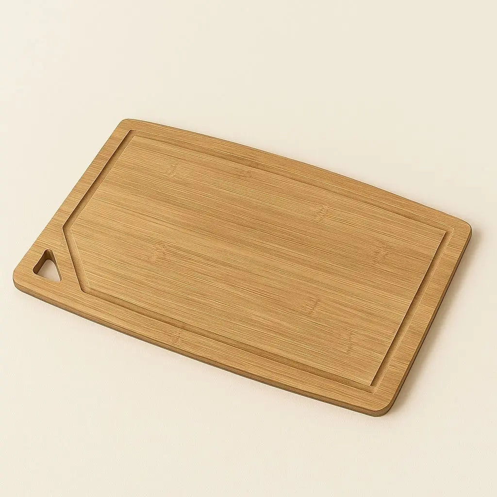 Sustainable bamboo kitchen accessory with moisture-proof surface, compact cutting board for efficient food prep