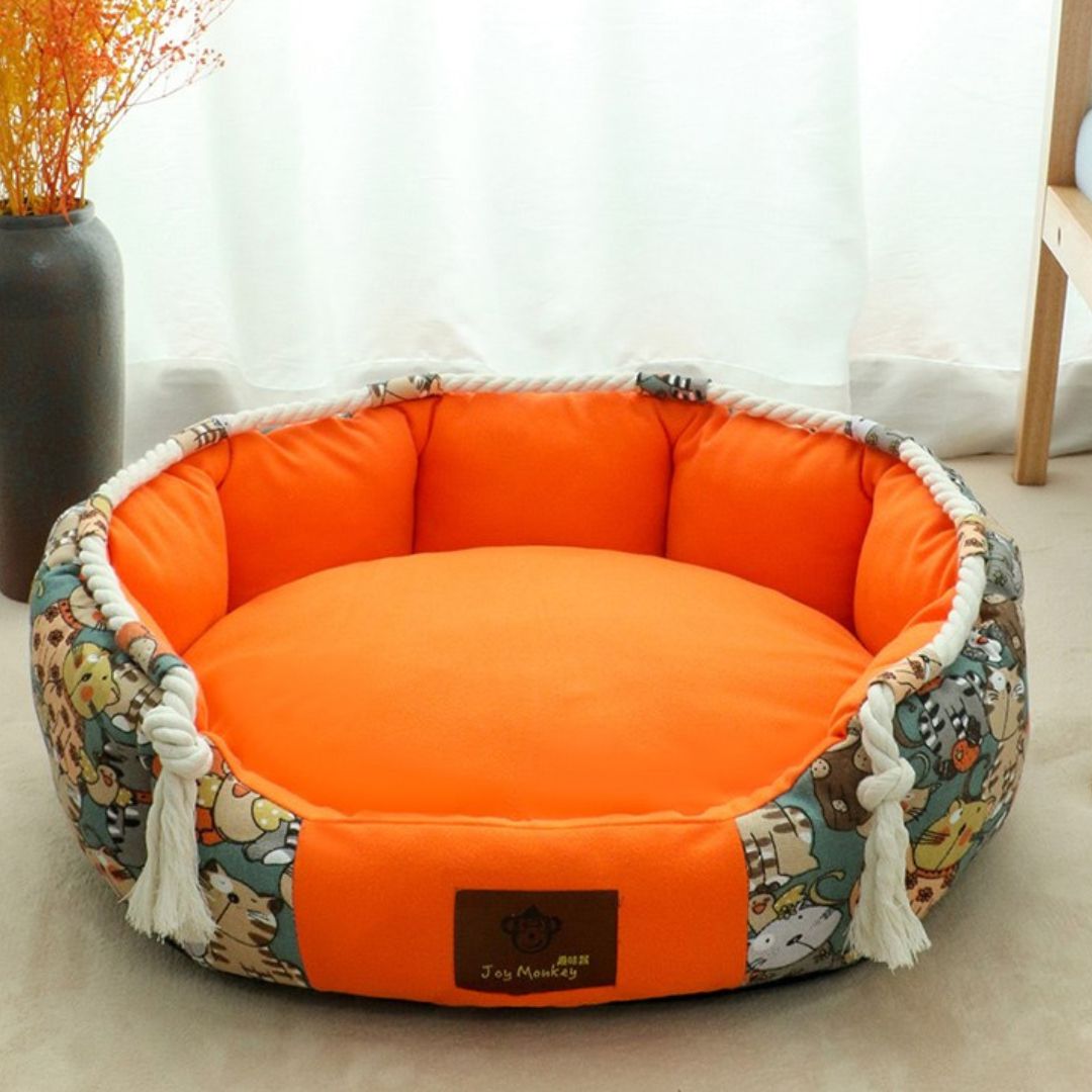 Orthopedic dog bed with supportive cushion for joint relief and comfort