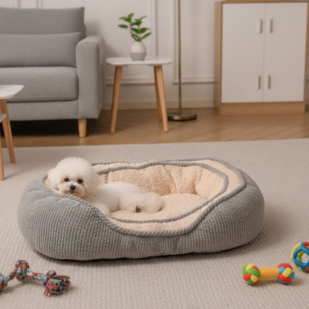 Waterproof dog bed with moisture resistant liner protecting against spills and accidents
