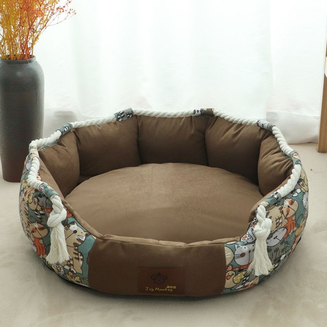 Pet bed with matching blanket set for extra warmth and cozy nesting