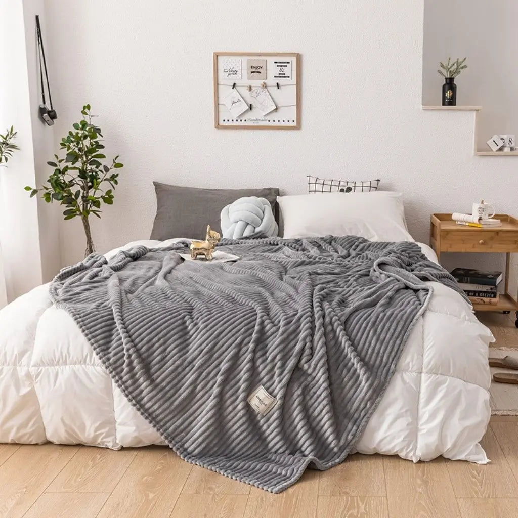 Home comfort polyester fleece blanket with soft texture designed for everyday minimalist living