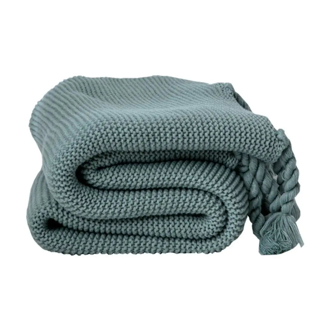 Chloe Twist Tassel Cotton Knit Blanket Inovessa