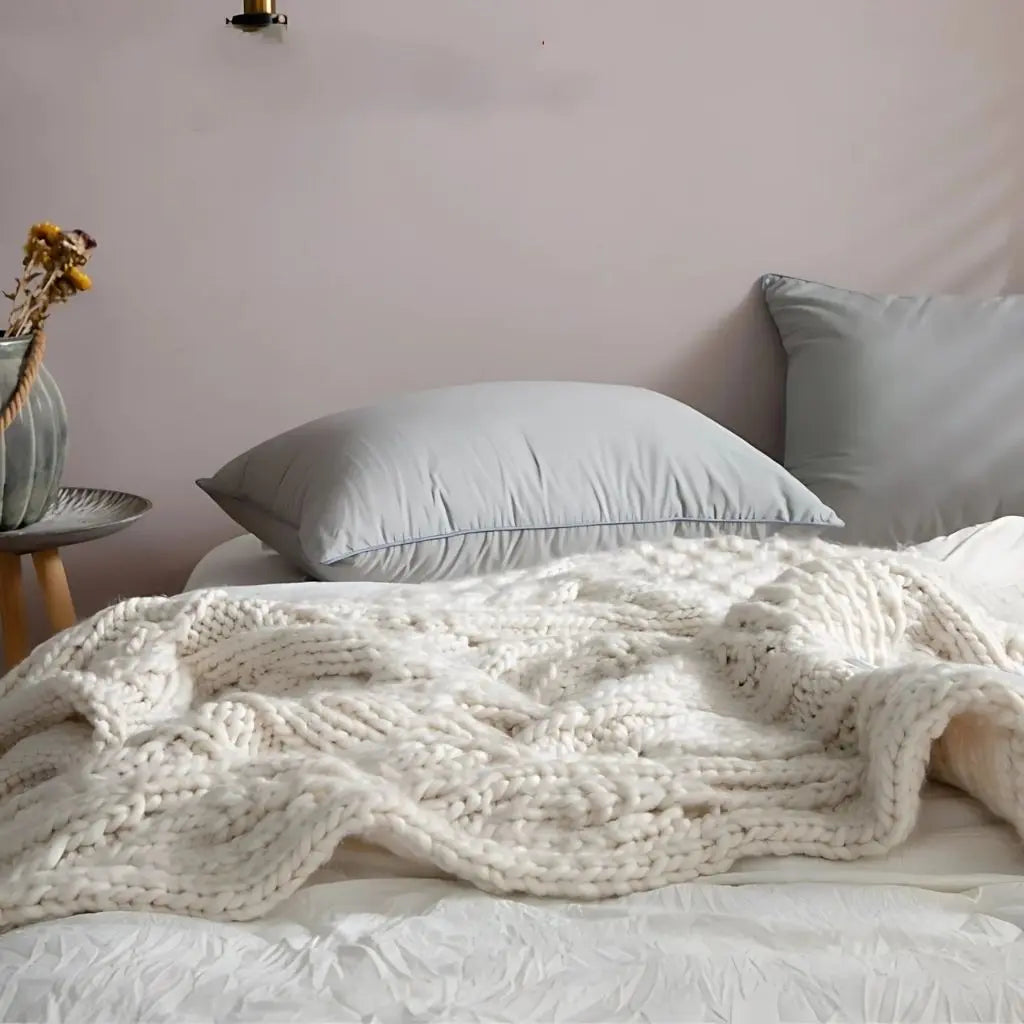 Thick handcrafted wool throw blanket featuring rich texture perfect for cozy living room decor