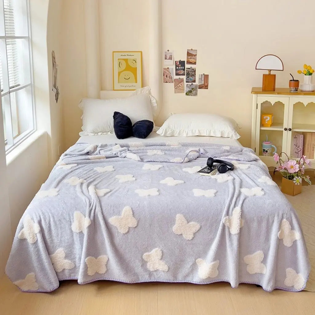 Large bamboo coral fleece blanket available in multiple sizes for any room