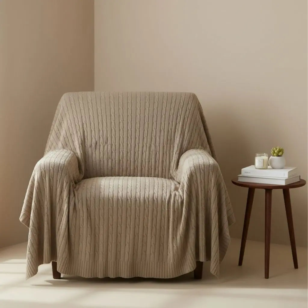 Soft knitted cotton blanket made from natural fibers for breathable warmth