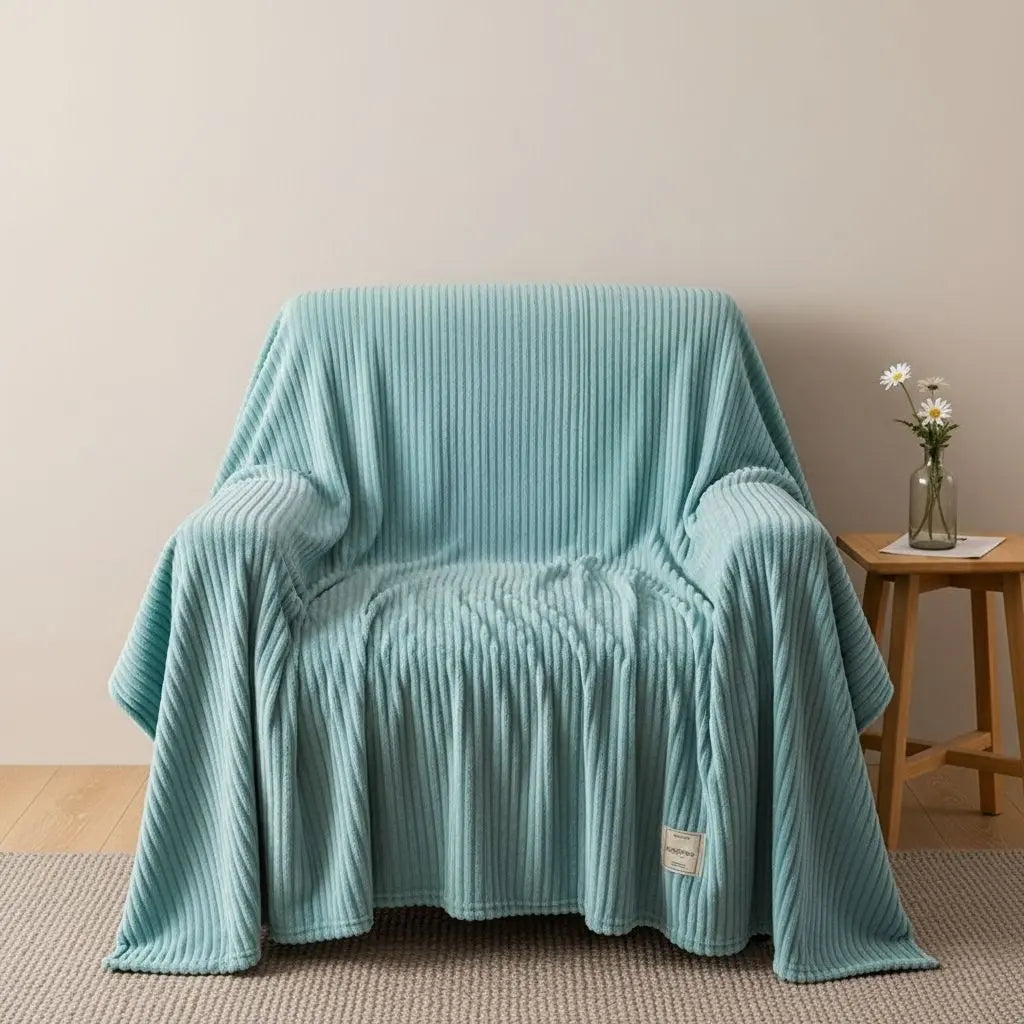 Soft polyester fleece blanket with smooth texture for cozy home comfort and versatile bedding use