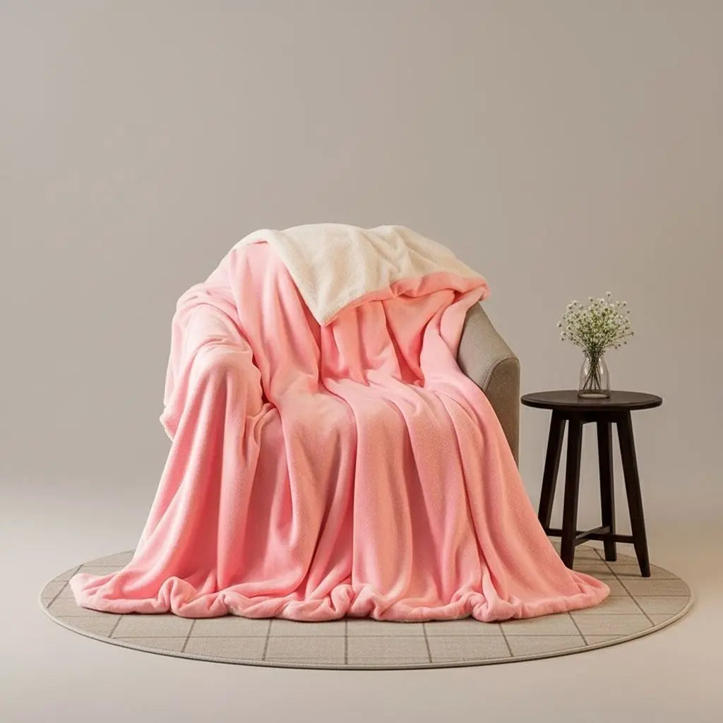 Soft sherpa throw blanket with flannel exterior and plush backing for cozy home comfort