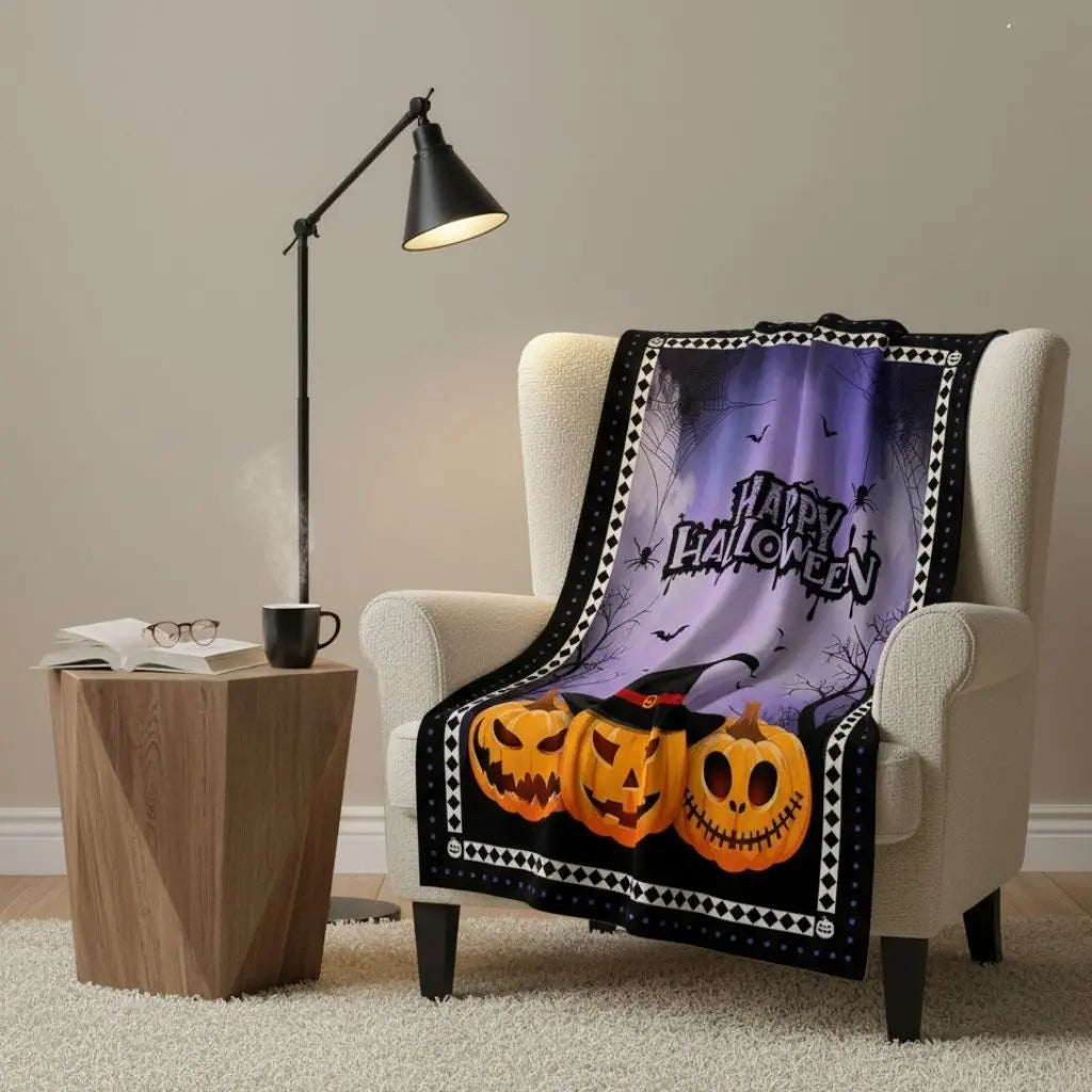 Flannel throw blanket featuring fall patterns and autumn design for seasonal home comfort