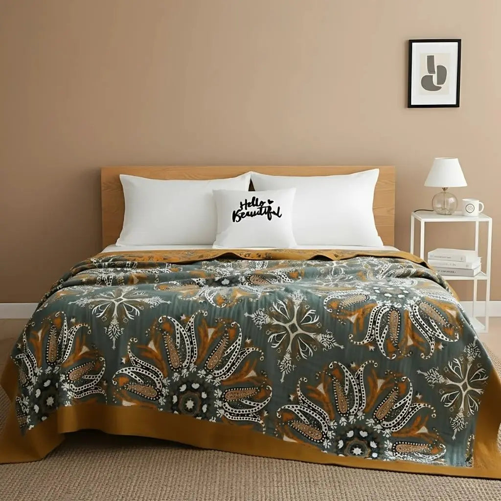 Lightweight cotton cover blanket for everyday use with easy care bed throw and sofa functionality