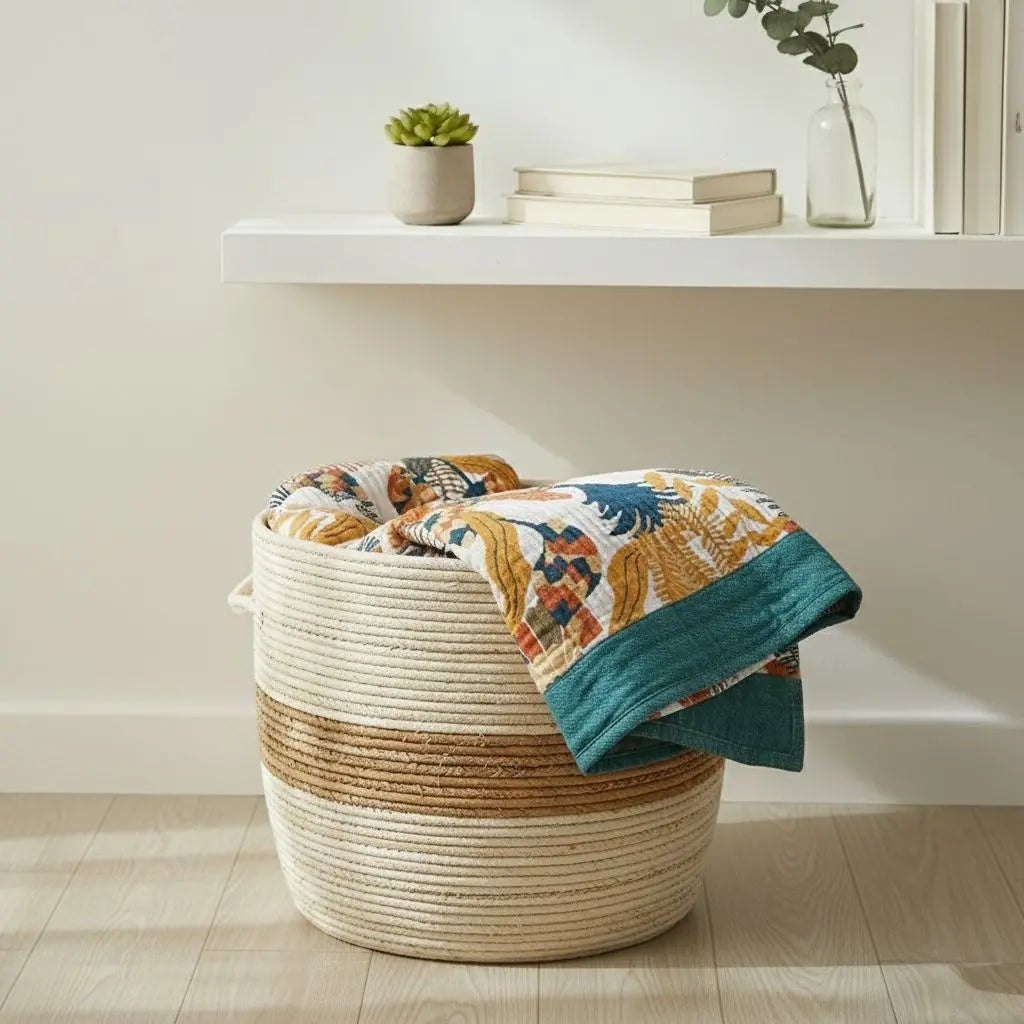 Botanical throw blanket cotton sofa cover floral gauze year round decorative cozy