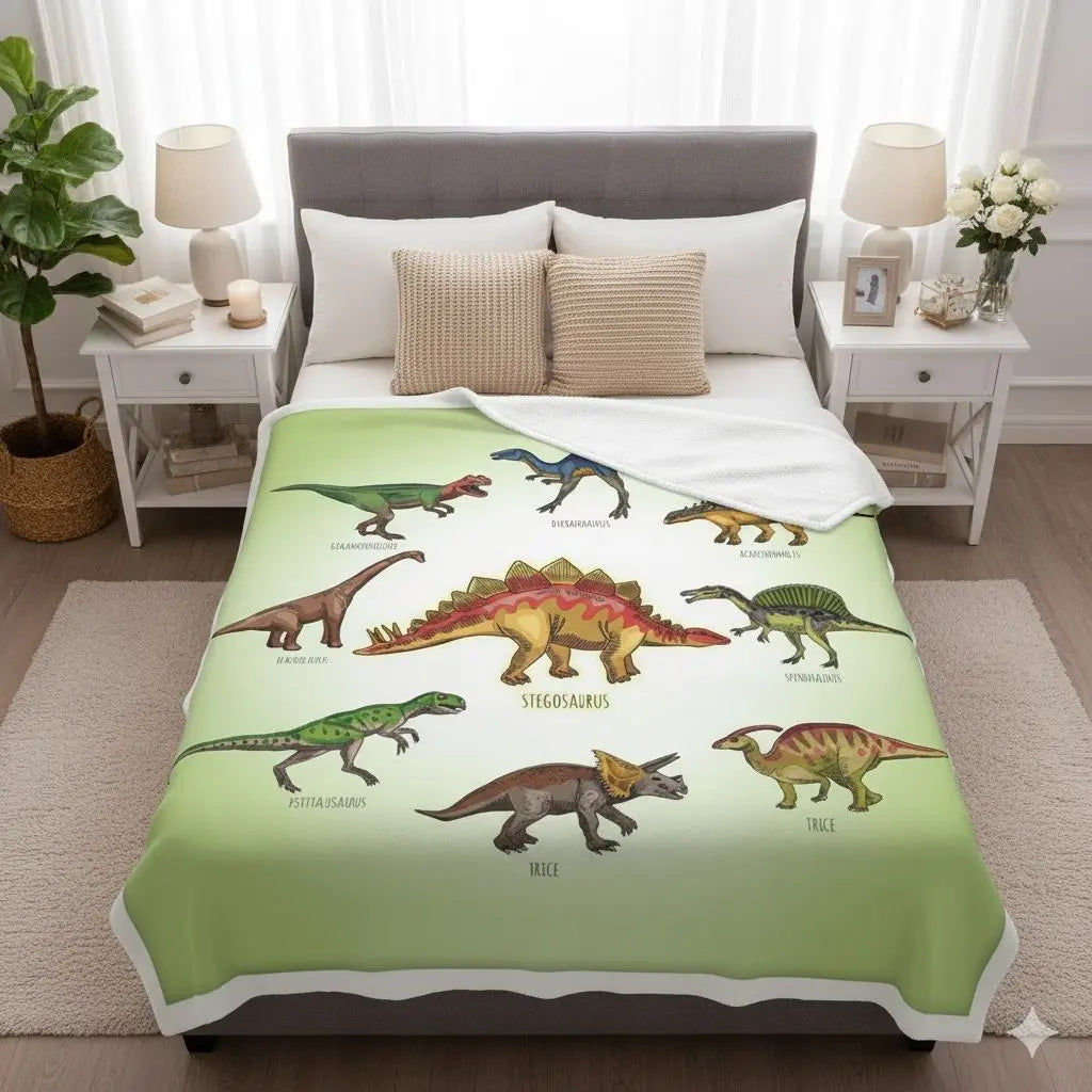 Comfortable cotton dinosaur blanket with adventure-themed design perfect for kids daily use