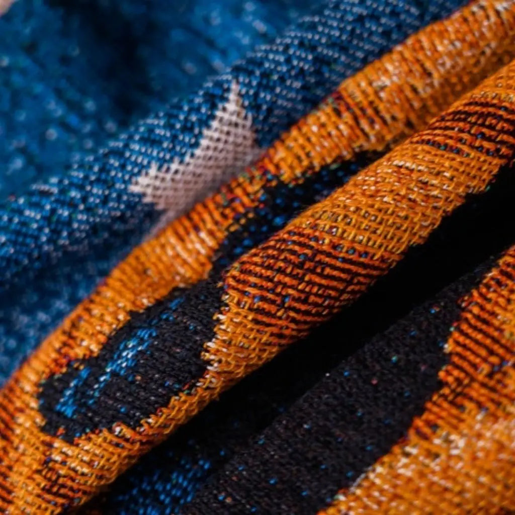 Pumpkin pattern blanket with tassels cotton blend fabric Halloween home accessories for autumn nights