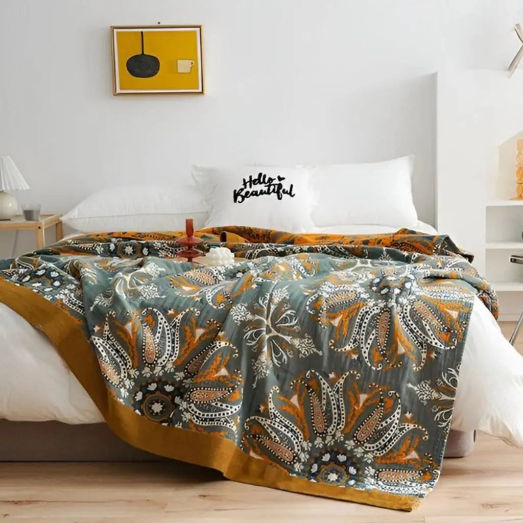 Multicolor geometric throw blanket bringing vibrant energy and space comfort with bold pattern design