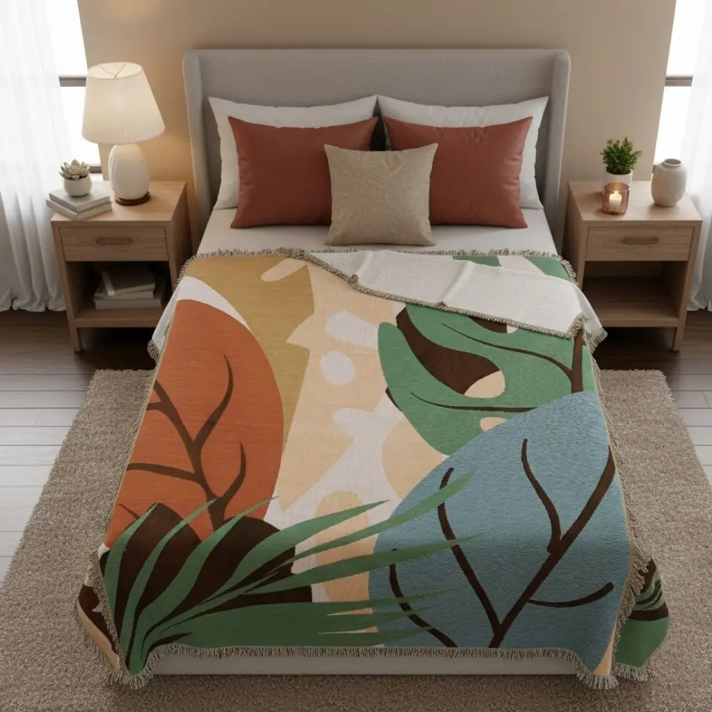 Folded throw blanket showing compact storage and practical design for home use