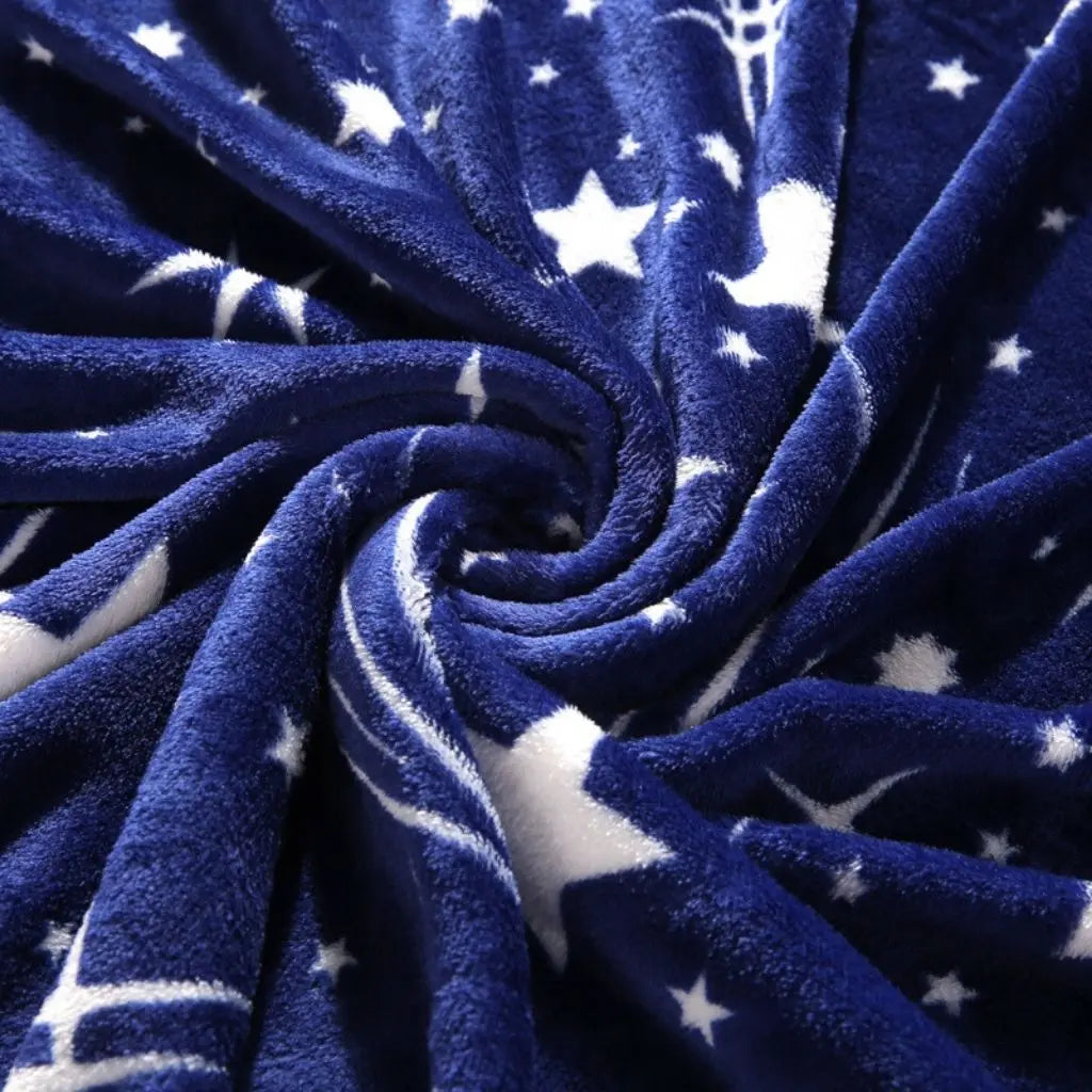 Celestial throw blanket in flannel fabric with detailed star constellation motif