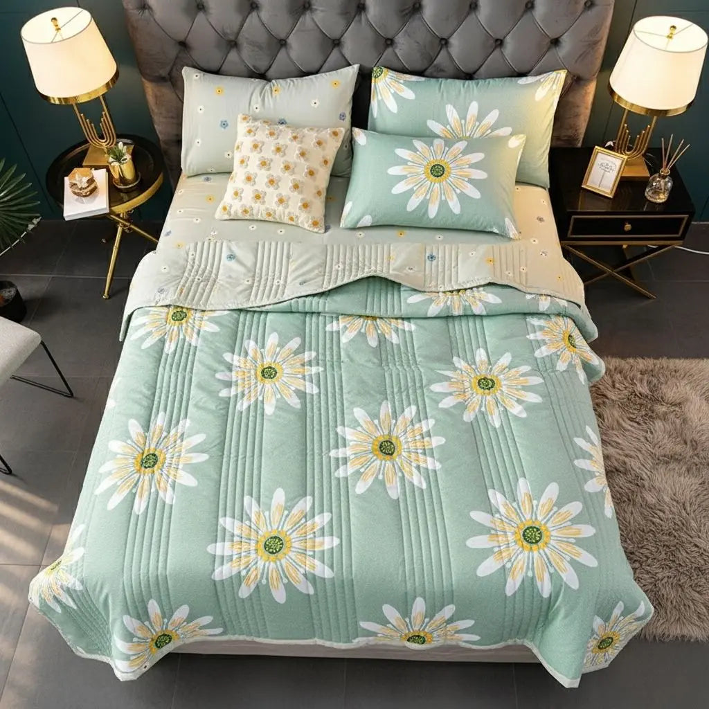 Washed cotton blanket with smooth breathable texture for versatile bedroom setup comfort