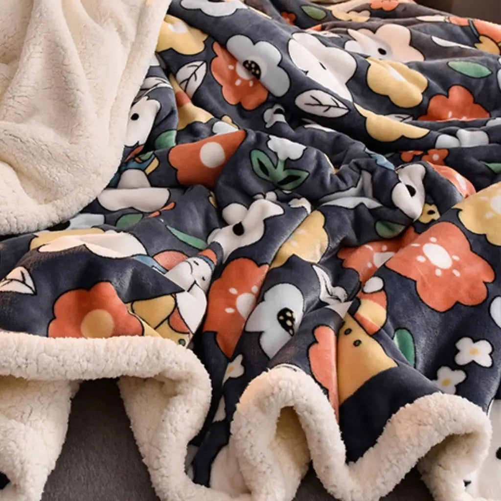 Double size polyester fiber winter throw for bed covering room decor