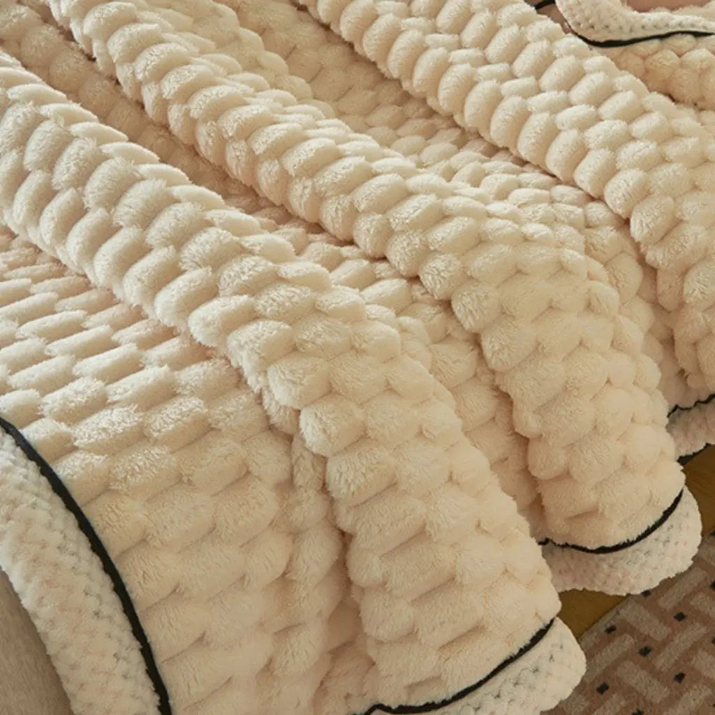 Durable polyester fiber blanket with double layer construction suitable for all seasons