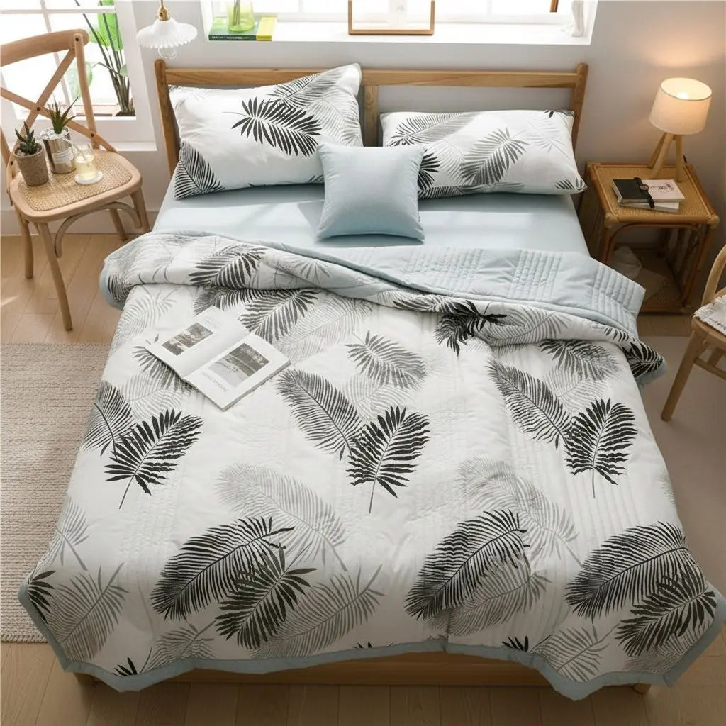 Breathable cotton cover lightweight summer throw bed blanket easy care everyday use