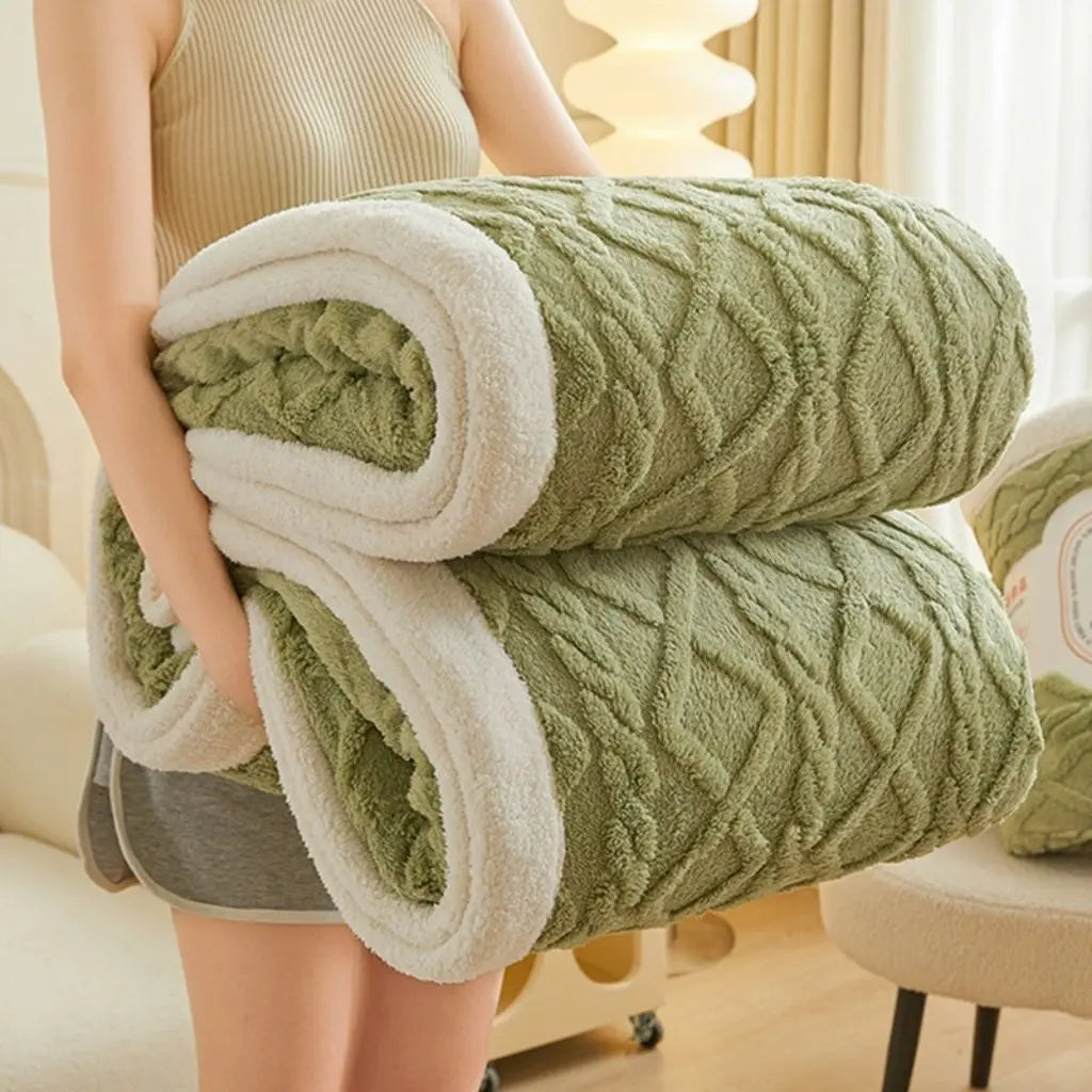 Thick polyester fiber nap blanket with minimalist solid design for any room
