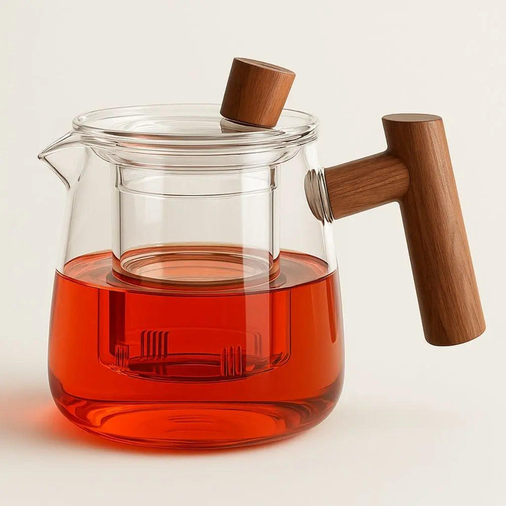Premium borosilicate glass teapot with heat resistant clear design perfect for loose leaf tea brewing