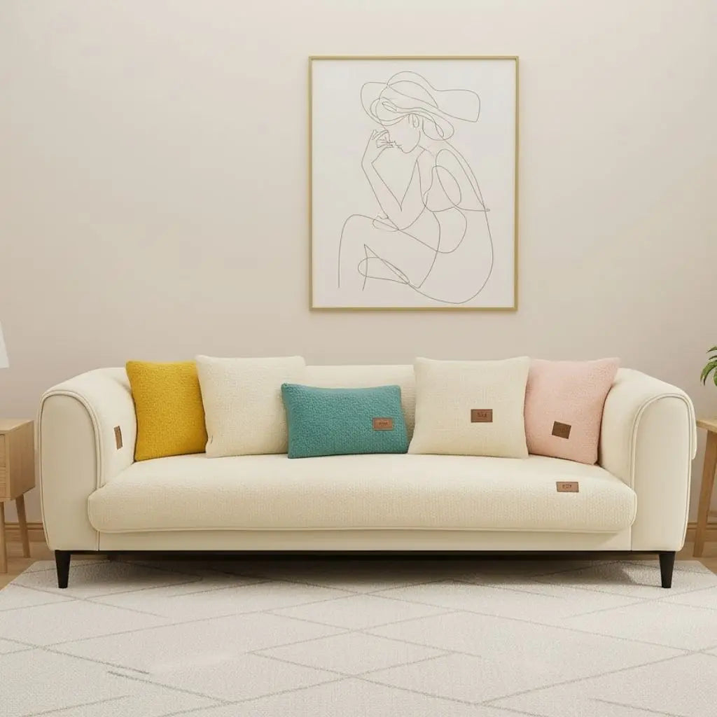 Plush thickened sofa cover featuring soft wool texture for enhanced seating comfort and warmth