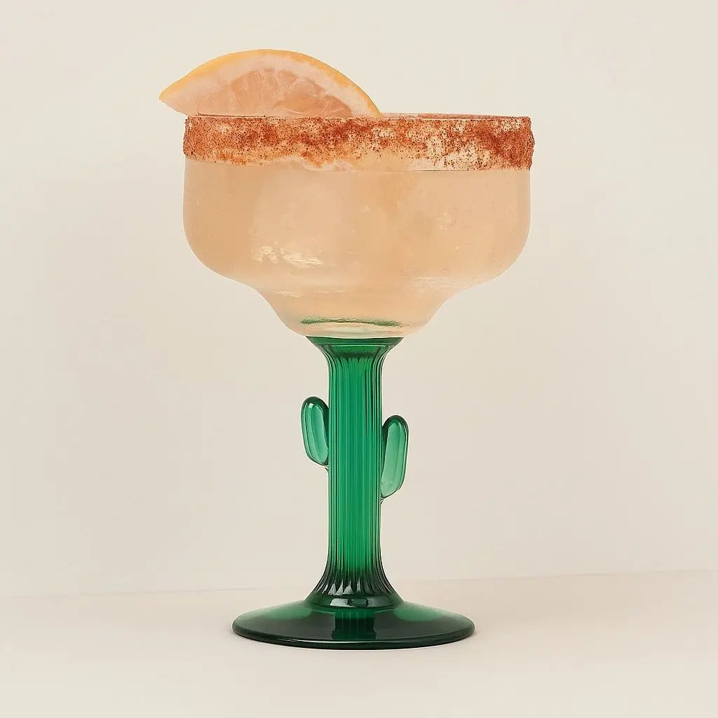 Desert themed margarita glass with cactus base holds 473ml perfect for frozen cocktails and parties