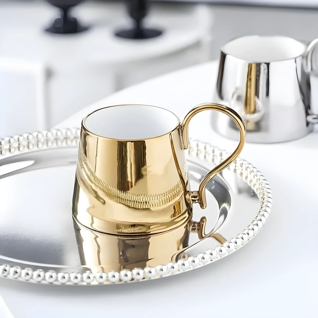 Veloria Ceramic Cup – Electroplated Reflective Finish