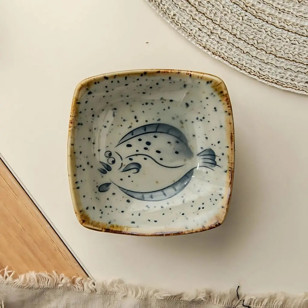 Ceramic plate featuring marine life illustrations with coastal charm for everyday dining