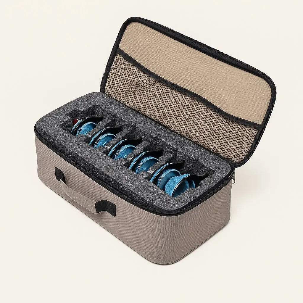 Ceramic tea set pagoda design blue-black glaze with red accents handcrafted gaiwan and matching cups