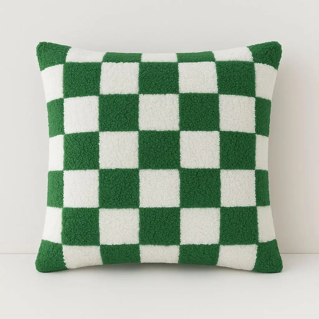 Modern green geometric pillow cover providing stylish accent piece for easy room refresh and upgrade