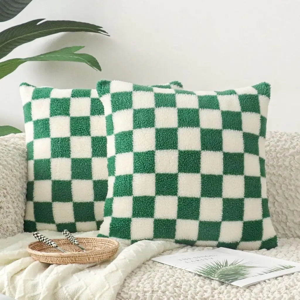 checkerboard pillow cover with geometric pattern for modern home decor and decorative throw pillows